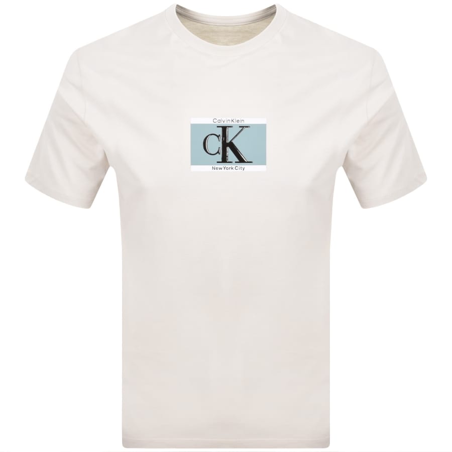 Image number 1 for Calvin Klein Box Logo T Shirt Chalk