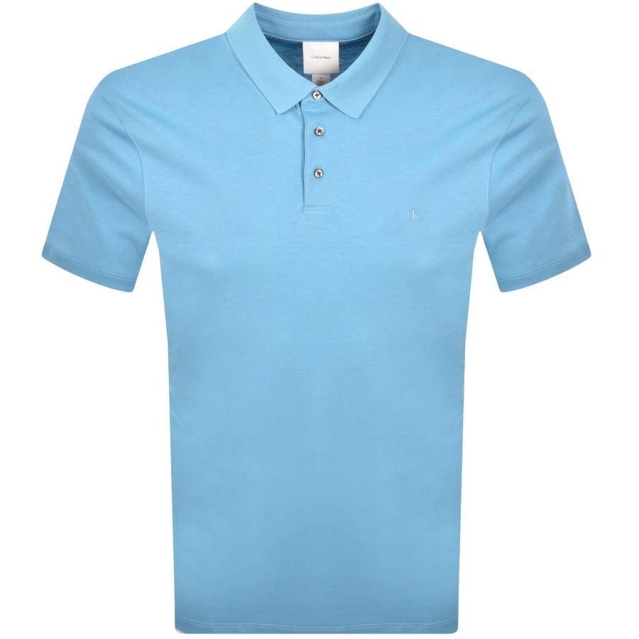 Image number 1 for Calvin Klein Chest Emblem Polo T Shirt Blue