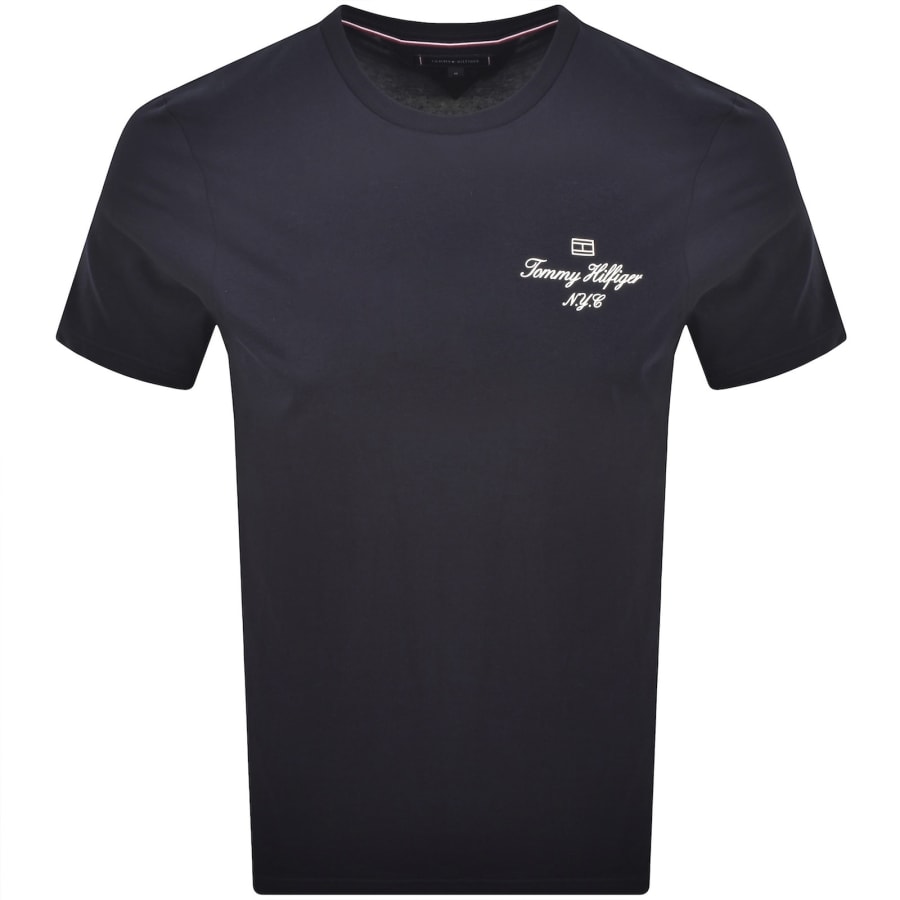 Image number 1 for Tommy Hilfiger Outline Flag T Shirt Navy