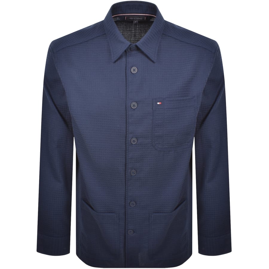 Image number 1 for Tommy Hilfiger Waffle Overshirt Navy