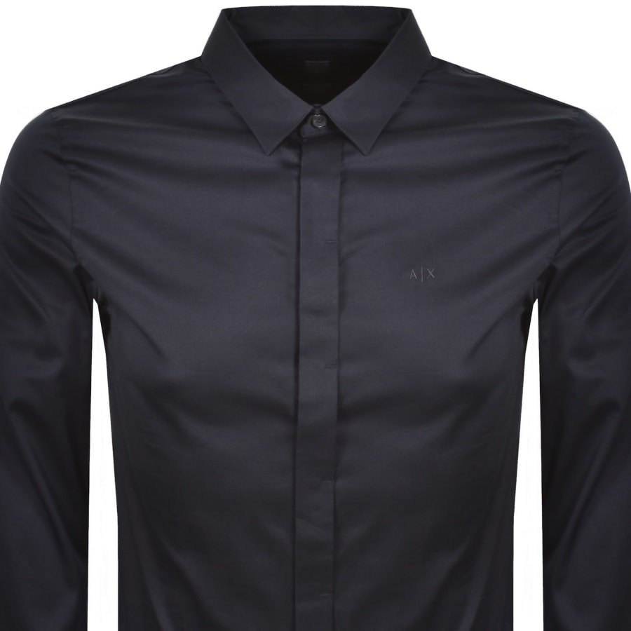 Image number 2 for Armani Exchange Slim Fit Long Sleeved Shirt Navy