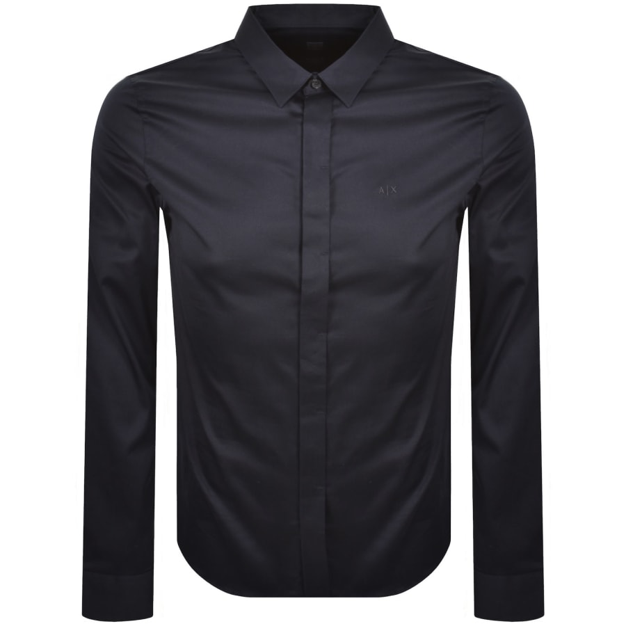 Image number 1 for Armani Exchange Slim Fit Long Sleeved Shirt Navy