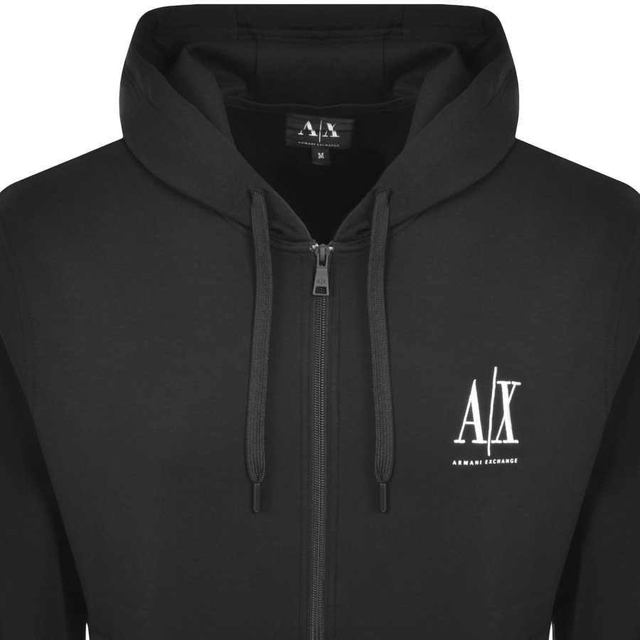 Image number 2 for Armani Exchange Full Zip Logo Hoodie Black
