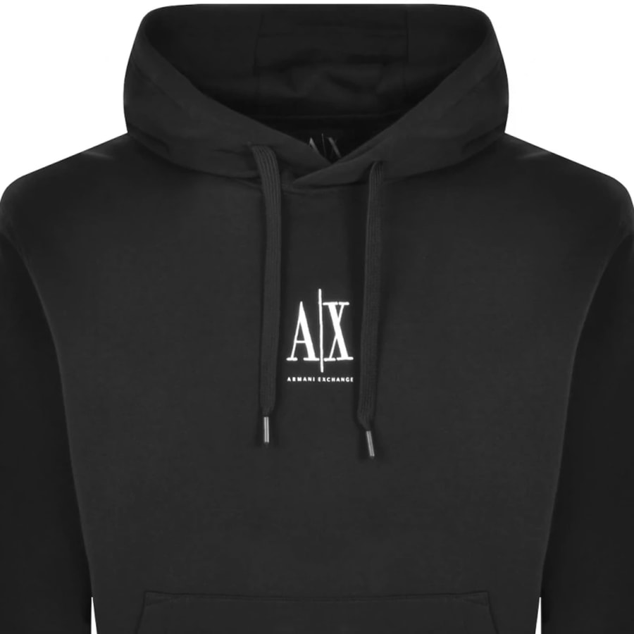 Image number 2 for Armani Exchange Logo Hoodie Black
