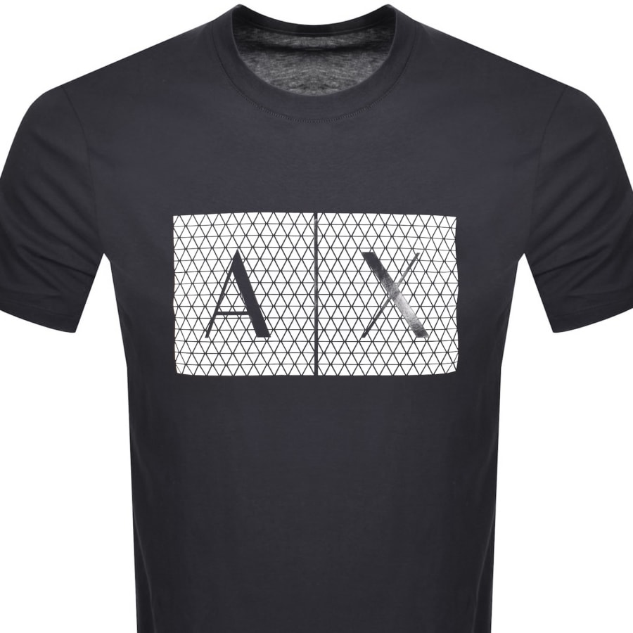 Image number 2 for Armani Exchange Crew Neck Logo T Shirt Navy