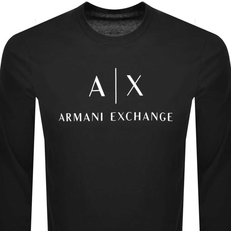 Image number 2 for Armani Exchange Long Sleeve Logo T Shirt Black