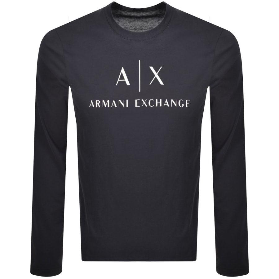Image number 1 for Armani Exchange Long Sleeve Logo T Shirt Navy