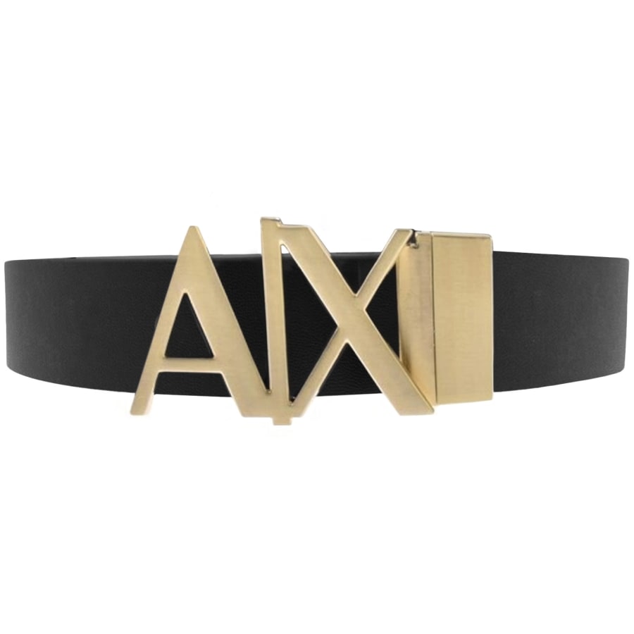 Image number 1 for Armani Exchange Reversible Plate Belt Black