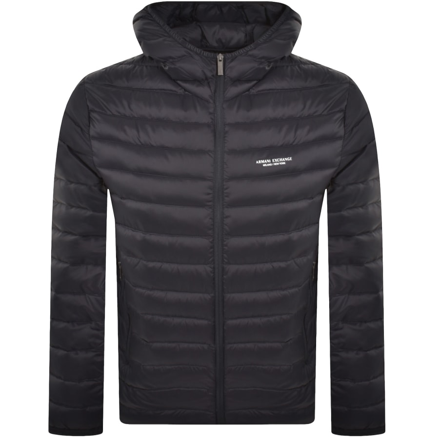 Image number 1 for Armani Exchange Hooded Down Jacket Navy