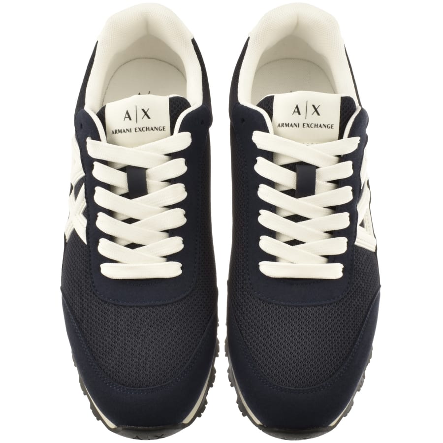 Image number 3 for Armani Exchange Logo Trainers Navy