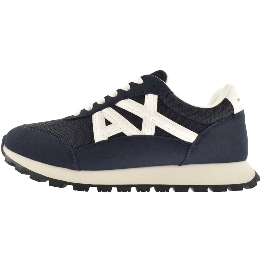 Image number 1 for Armani Exchange Logo Trainers Navy