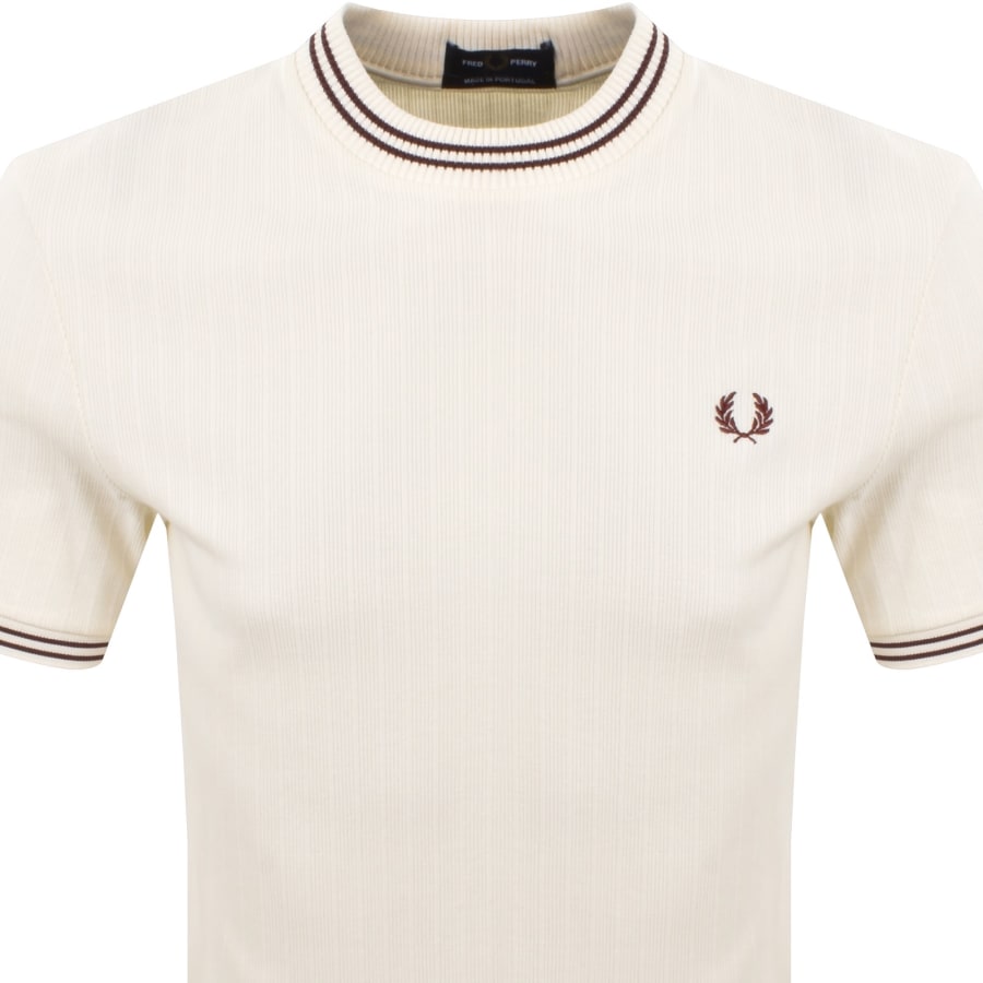 Image number 2 for Fred Perry Ribbed Jersey T Shirt Ecru