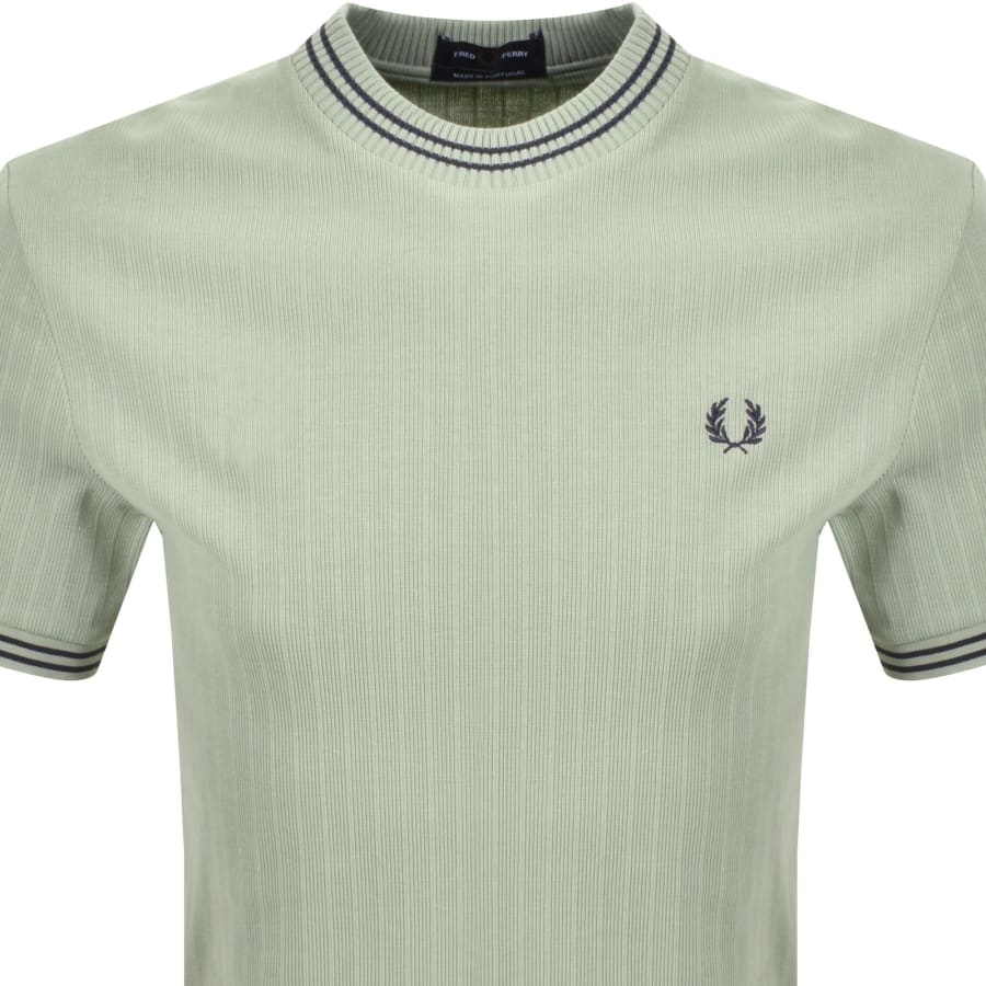 Image number 2 for Fred Perry Ribbed Jersey T Shirt Green