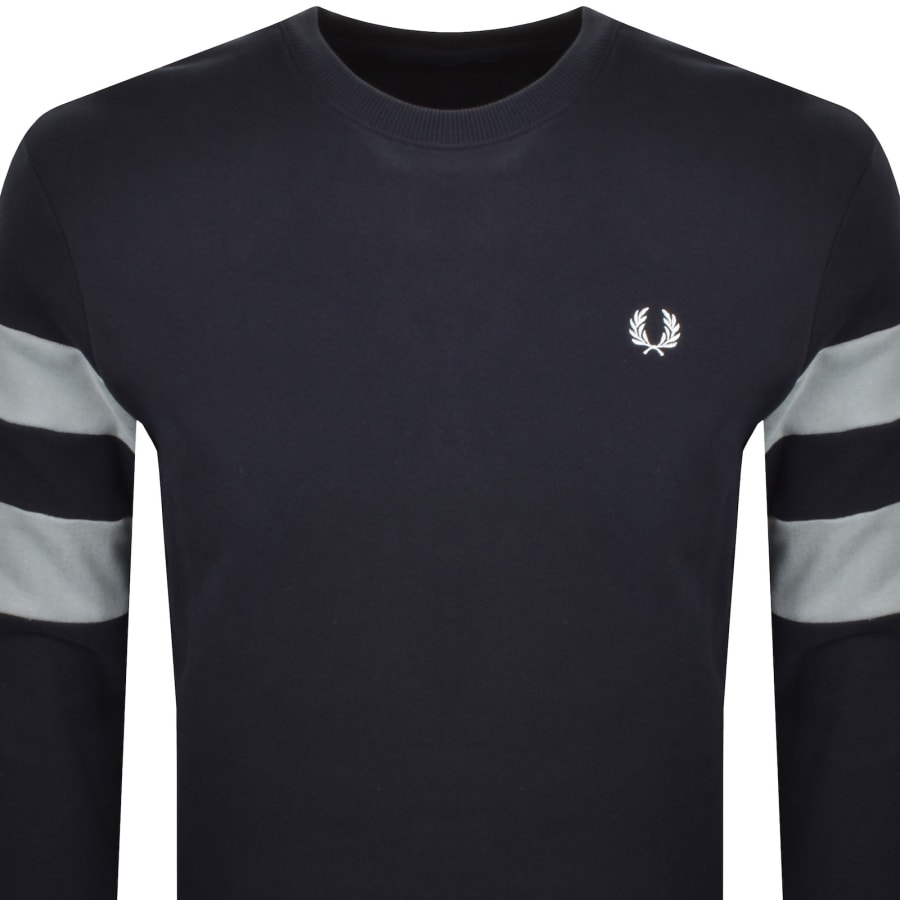 Image number 2 for Fred Perry Tipped Sleeve Sweatshirt Navy