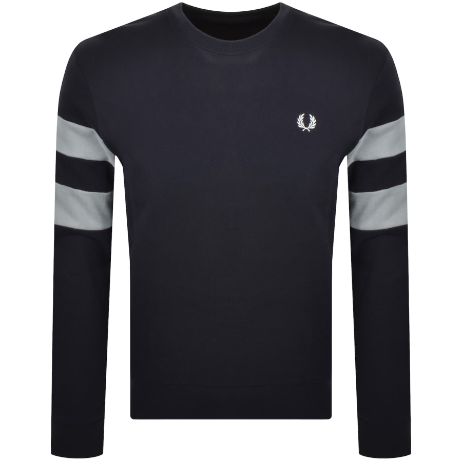 Image number 1 for Fred Perry Tipped Sleeve Sweatshirt Navy