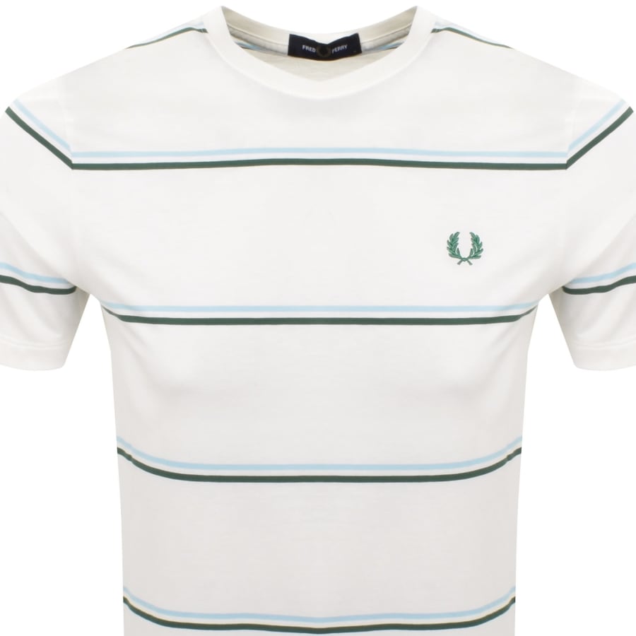 Image number 2 for Fred Perry Fine Stripe T Shirt Snow White