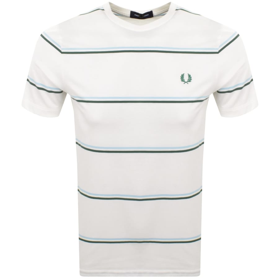 Image number 1 for Fred Perry Fine Stripe T Shirt Snow White
