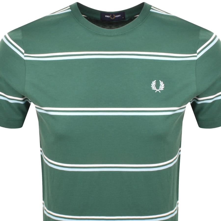 Image number 2 for Fred Perry Fine Stripe T Shirt Sport Green
