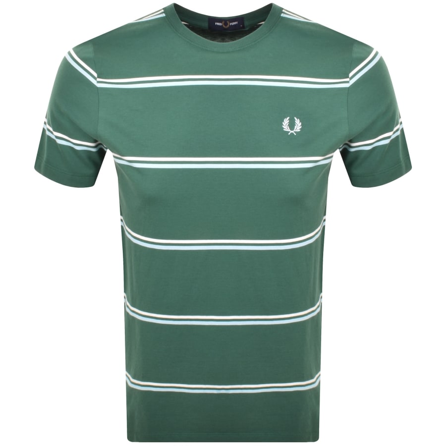 Image number 1 for Fred Perry Fine Stripe T Shirt Sport Green