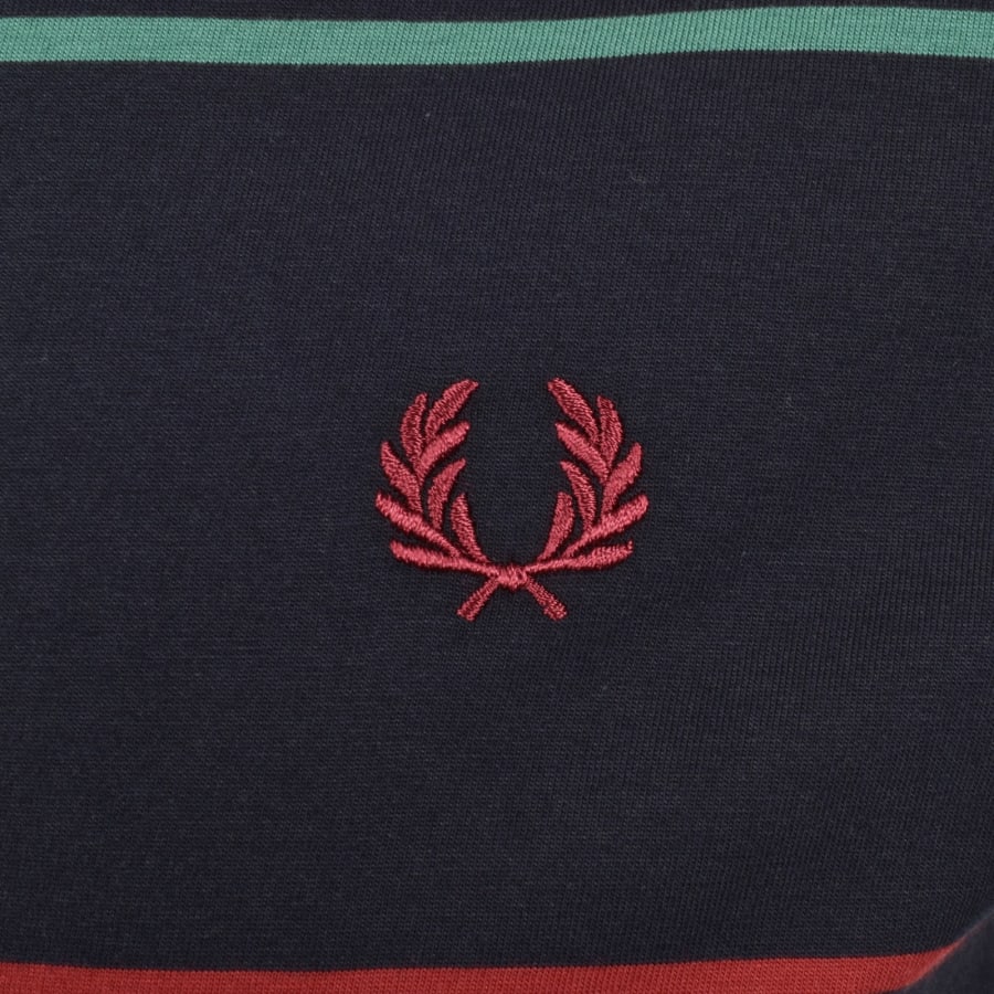 Image number 3 for Fred Perry Fine Stripe T Shirt Navy