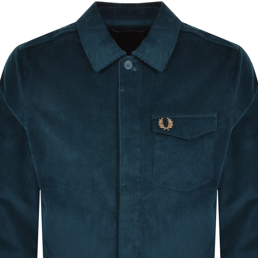 Image number 2 for Fred Perry Corduroy Overshirt Dark Petrol