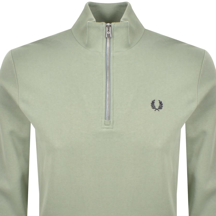 Image number 2 for Fred Perry Half Zip Sweatshirt Bayleaf Green