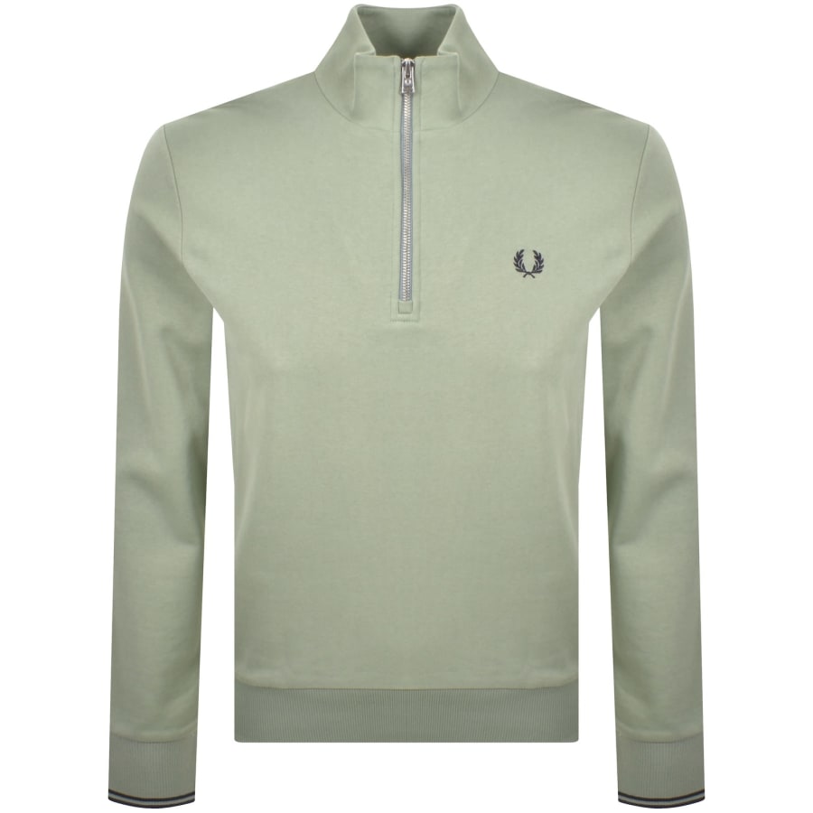 Image number 1 for Fred Perry Half Zip Sweatshirt Bayleaf Green