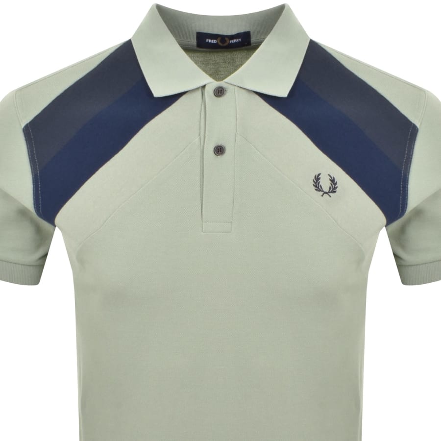 Image number 2 for Fred Perry Striped Panel Polo T Shirt Green