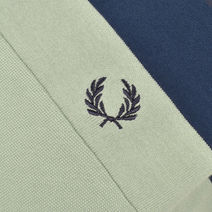 Image number 3 for Fred Perry Striped Panel Polo T Shirt Green