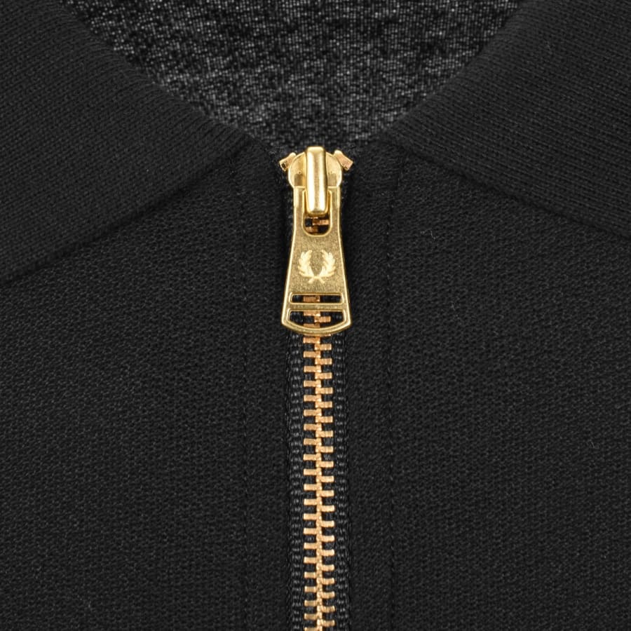 Image number 4 for Fred Perry Zip Neck Crepe Polo T Shirt Black