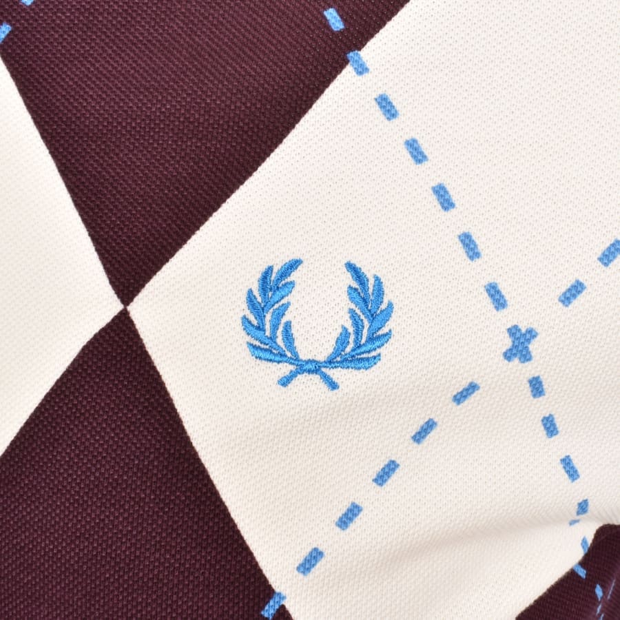 Image number 3 for Fred Perry Argyle Print Polo T Shirt Ecru