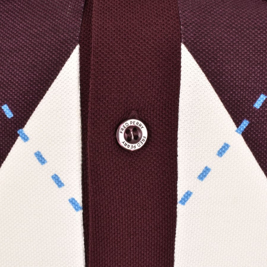 Image number 4 for Fred Perry Argyle Print Polo T Shirt Ecru