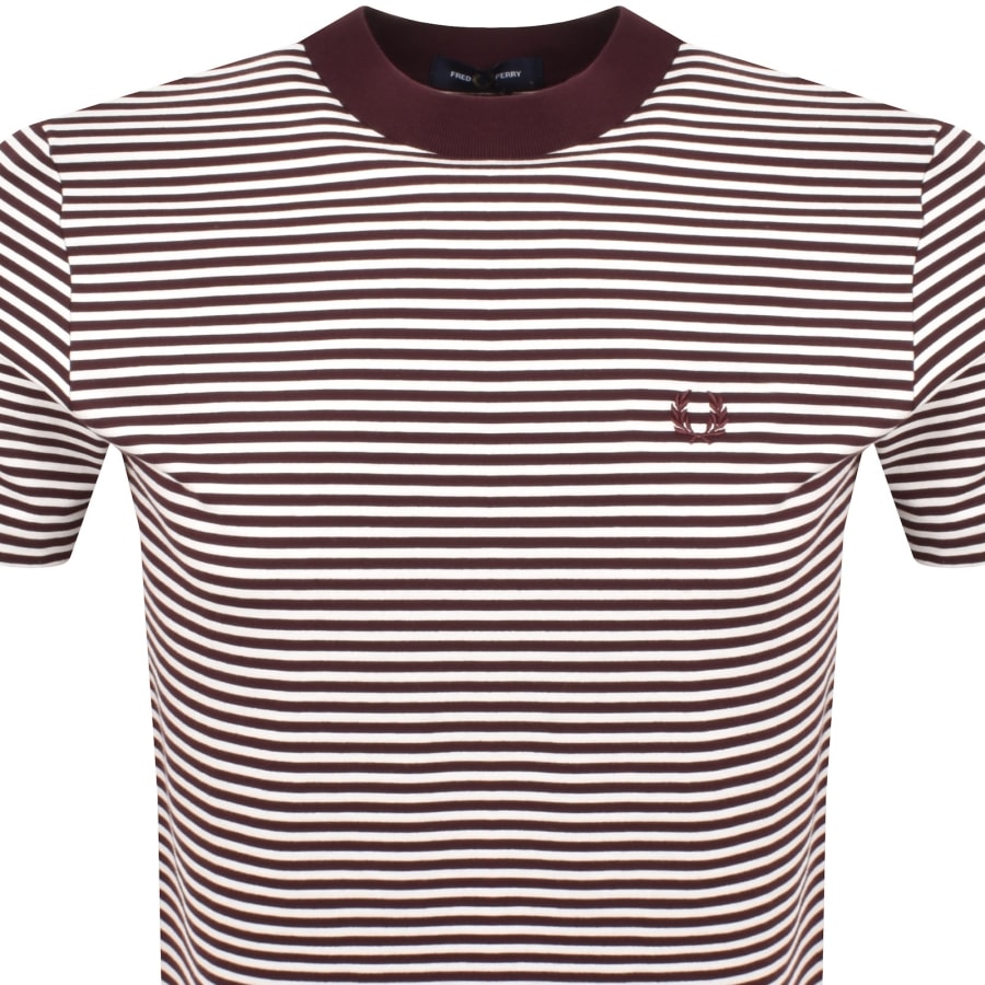 Image number 2 for Fred Perry Fine Stripe T Shirt Oxblood