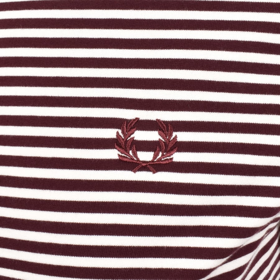 Image number 3 for Fred Perry Fine Stripe T Shirt Oxblood