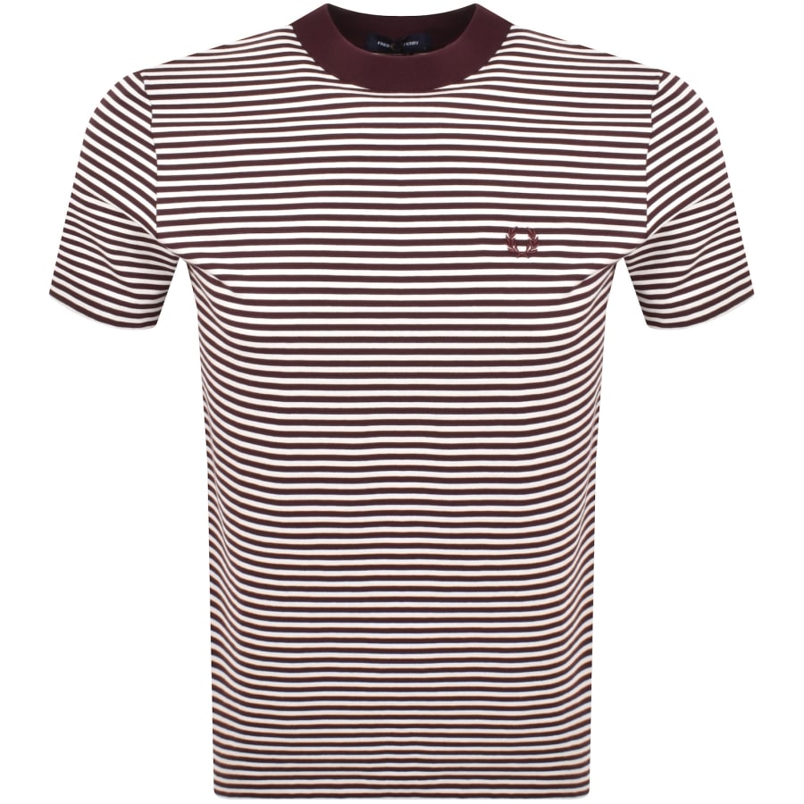Image number 1 for Fred Perry Fine Stripe T Shirt Oxblood
