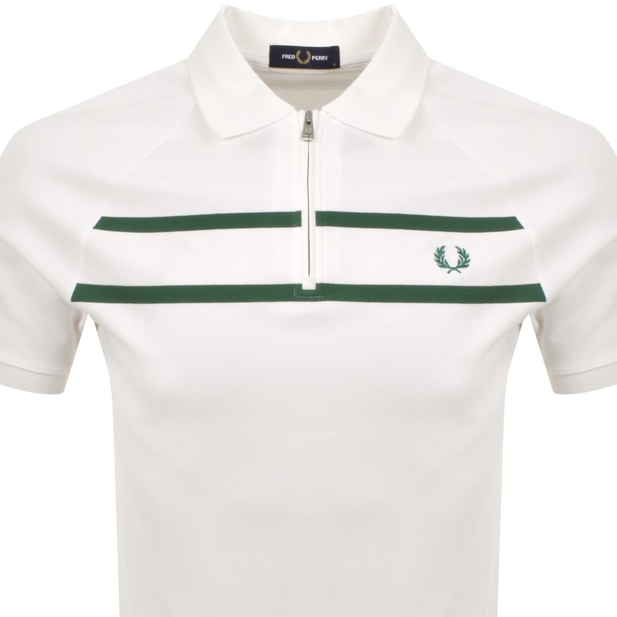 Image number 2 for Fred Perry Pique Zip Neck Polo T Shirt White