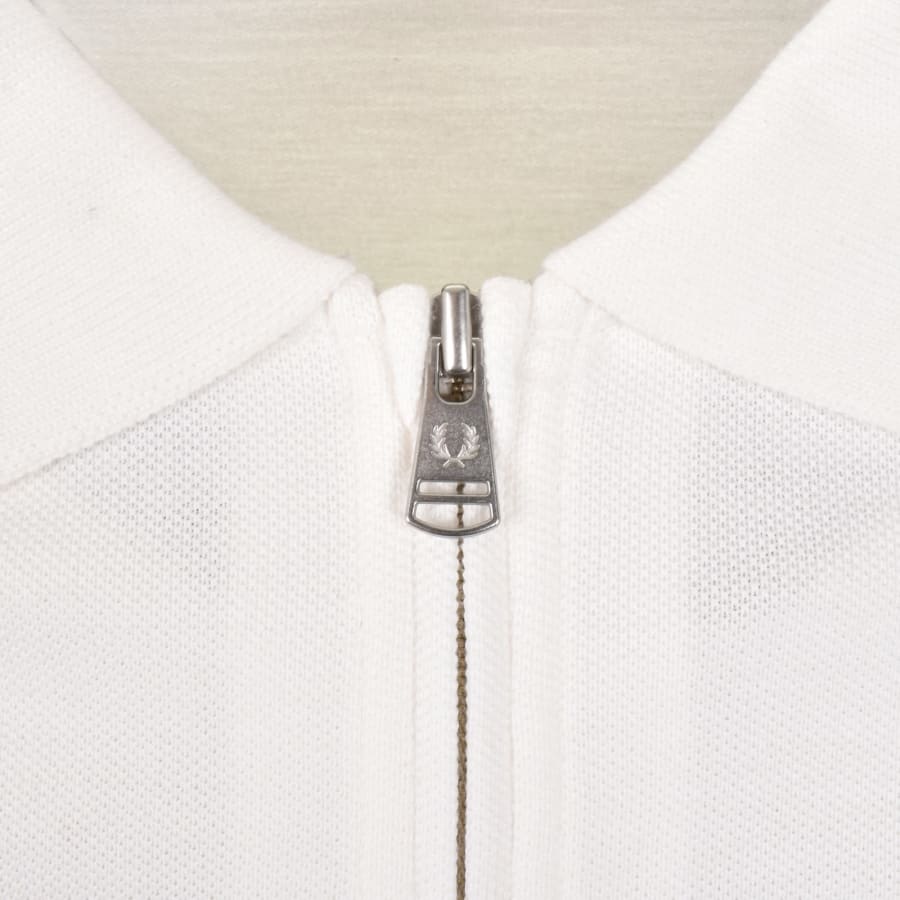 Image number 4 for Fred Perry Pique Zip Neck Polo T Shirt White