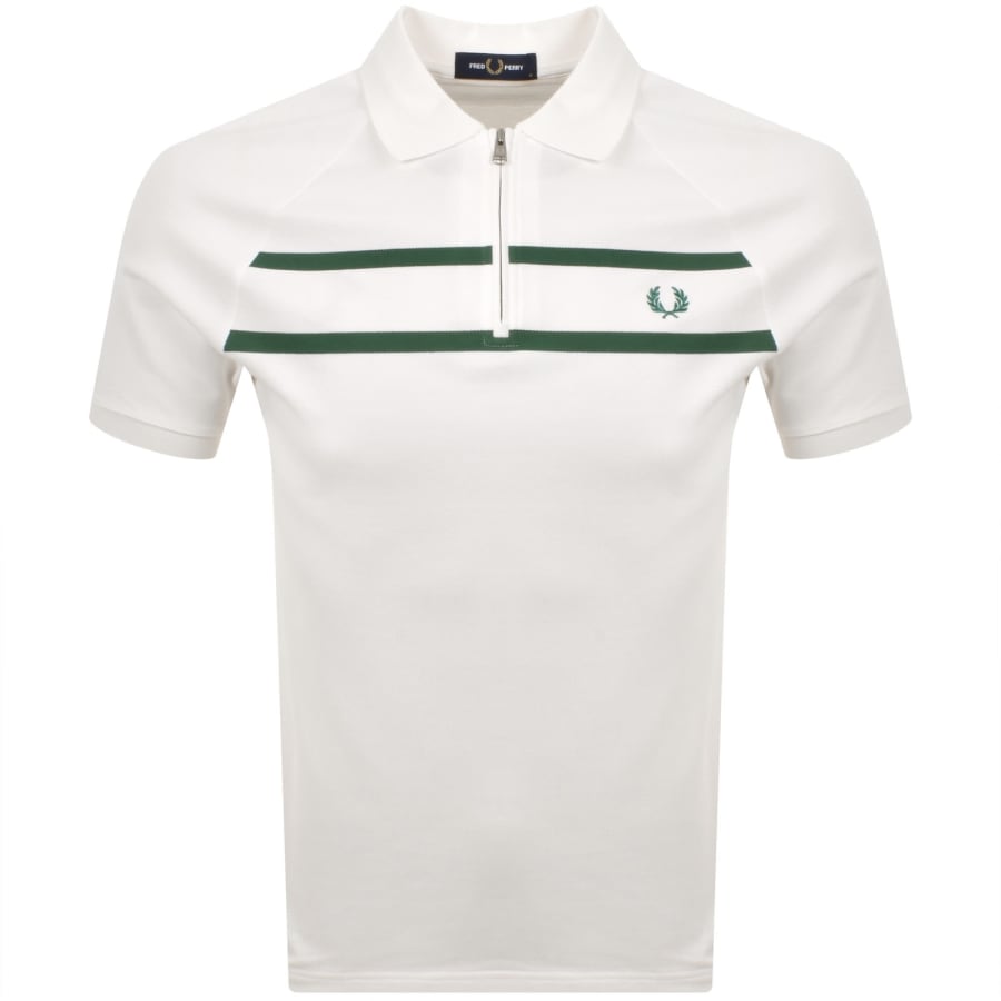 Image number 1 for Fred Perry Pique Zip Neck Polo T Shirt White