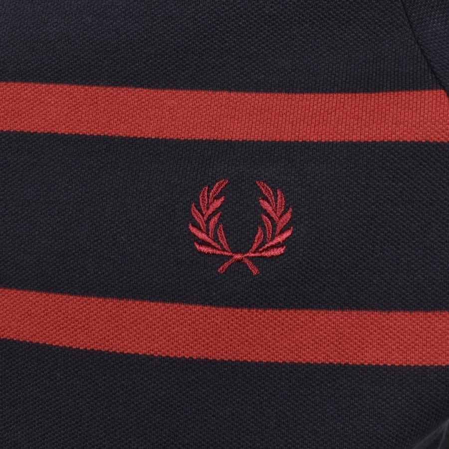 Image number 3 for Fred Perry Pique Zip Neck Polo T Shirt Navy