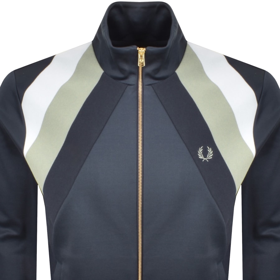 Image number 2 for Fred Perry Striped Panel Track Top Navy
