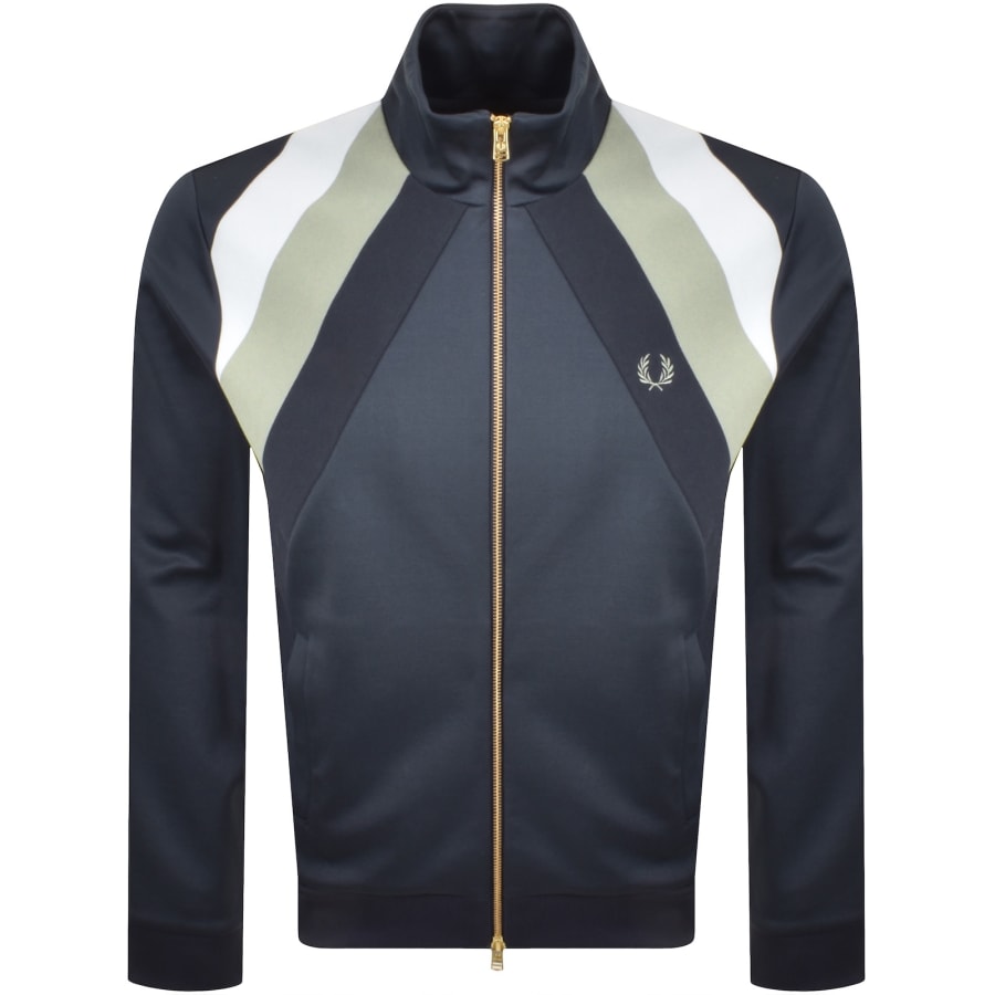 Image number 1 for Fred Perry Striped Panel Track Top Navy