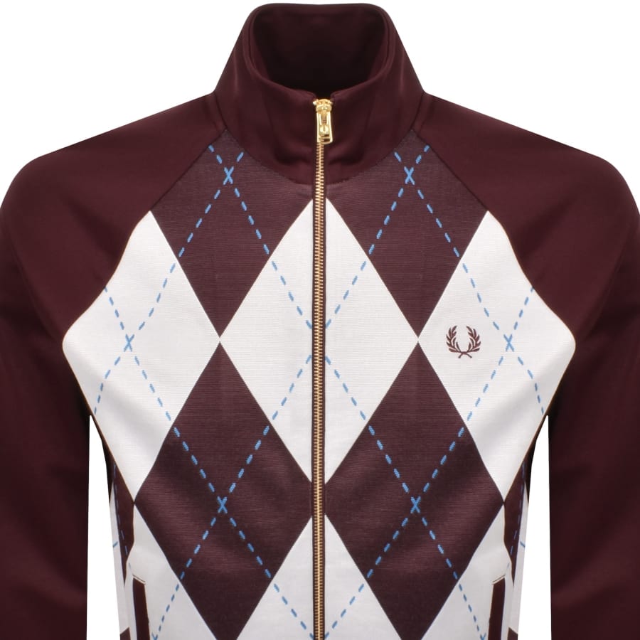 Image number 2 for Fred Perry Argyle Track Top Oxblood