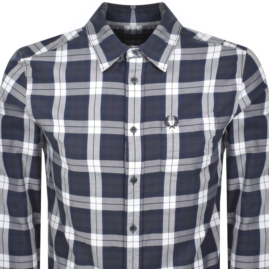 Image number 2 for Fred Perry Tartan Twill Shirt Navy