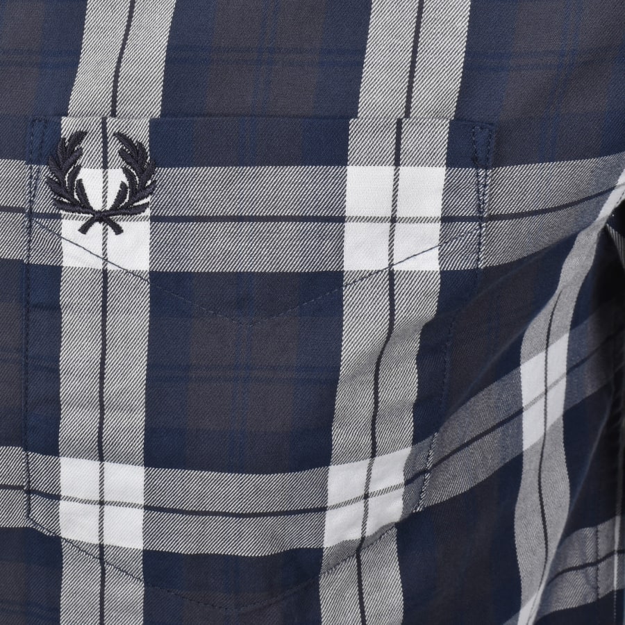 Image number 3 for Fred Perry Tartan Twill Shirt Navy