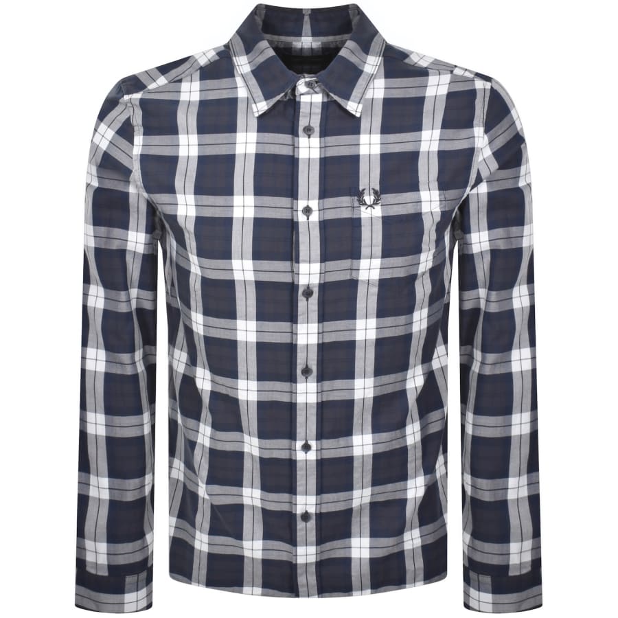 Image number 1 for Fred Perry Tartan Twill Shirt Navy