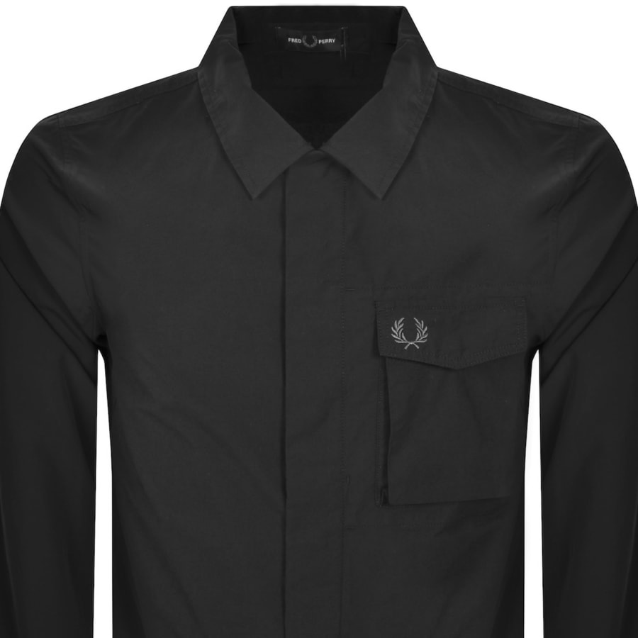 Image number 2 for Fred Perry Poplin Overshirt Black