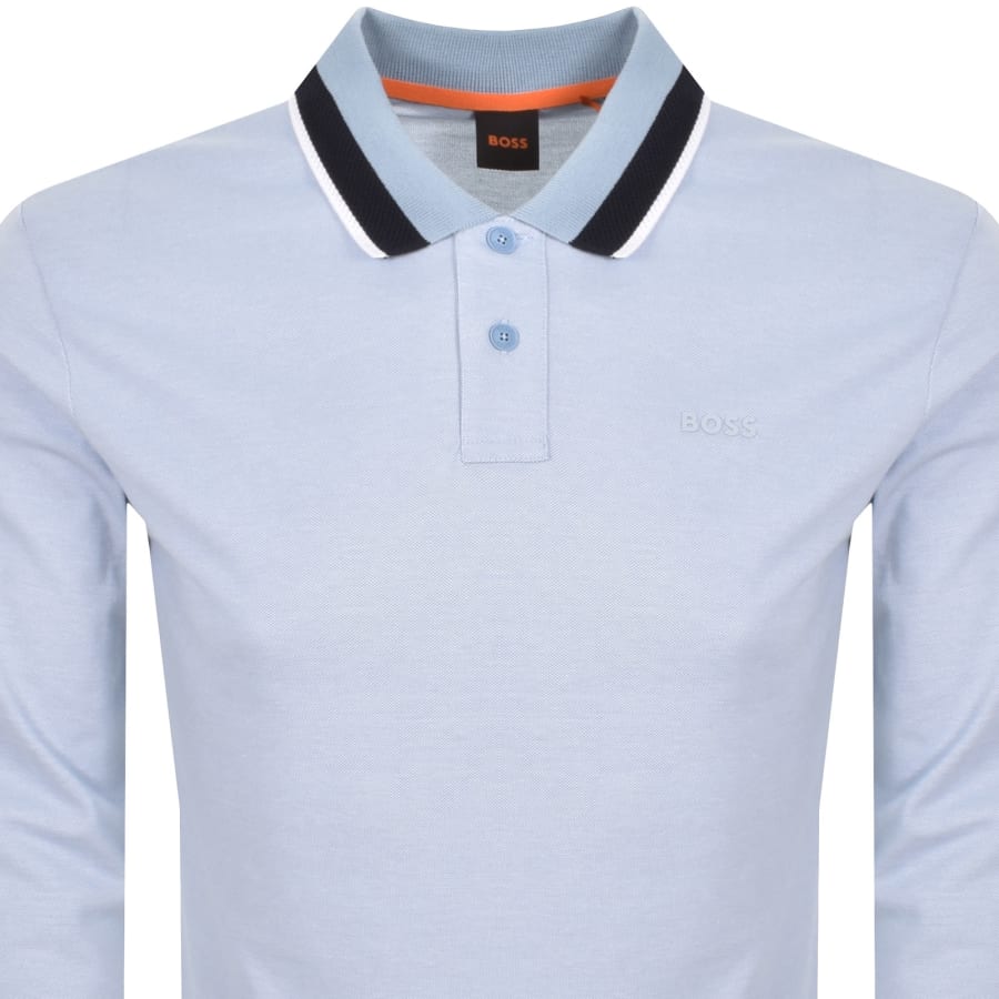 Image number 2 for BOSS Oxford Long Sleeved Polo T Shirt Blue