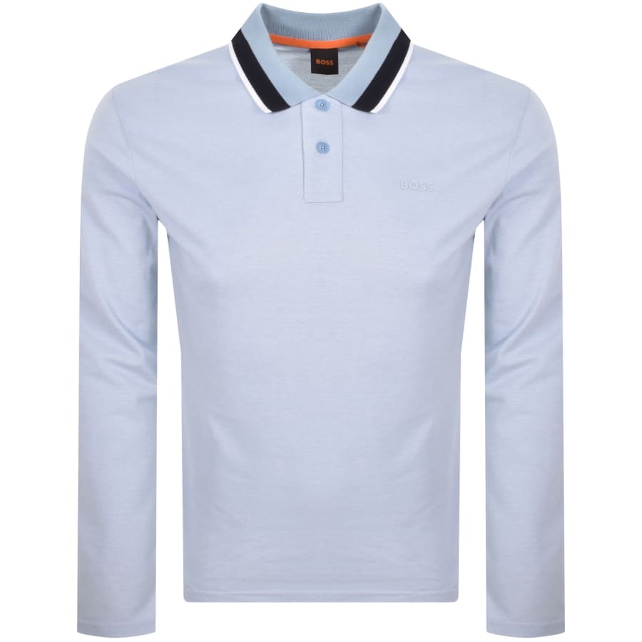 Image number 1 for BOSS Oxford Long Sleeved Polo T Shirt Blue