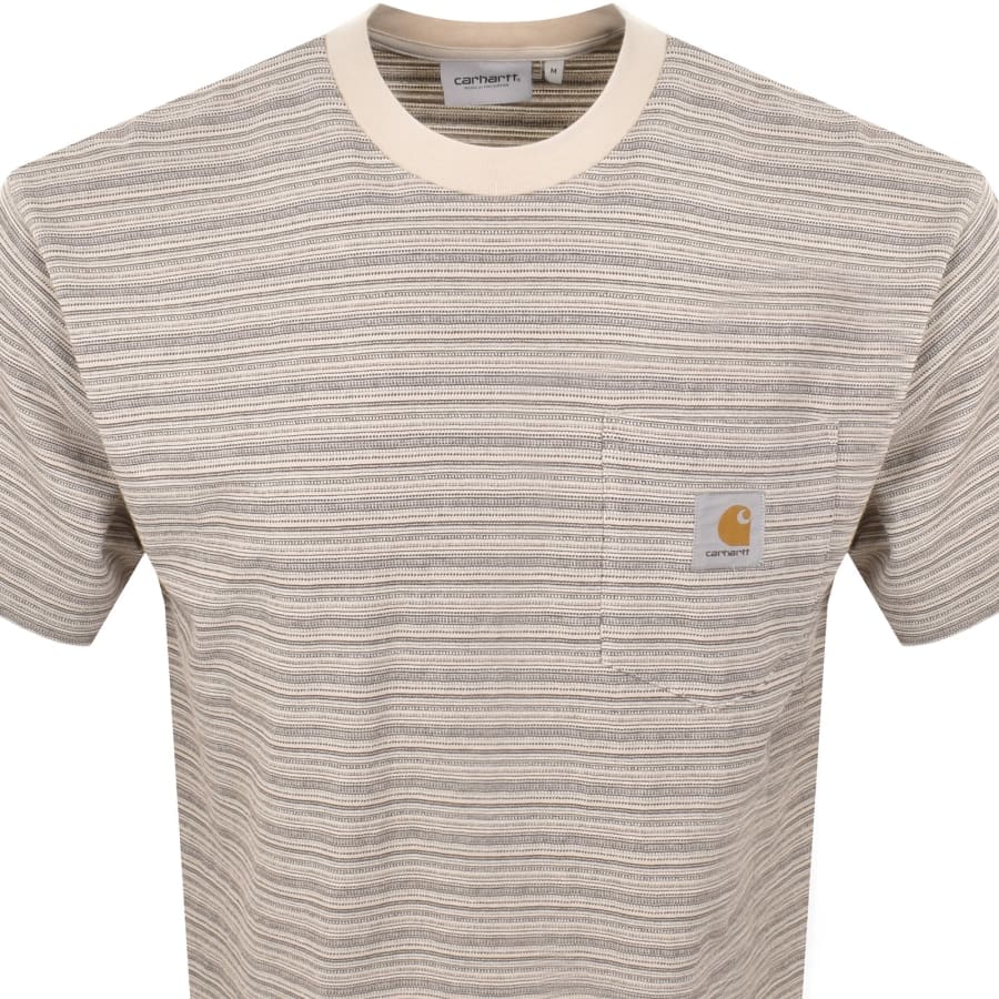 Image number 2 for Carhartt WIP Gellar Stripe Pocket T Shirt Beige