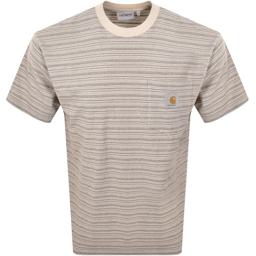 Image number 1 for Carhartt WIP Gellar Stripe Pocket T Shirt Beige